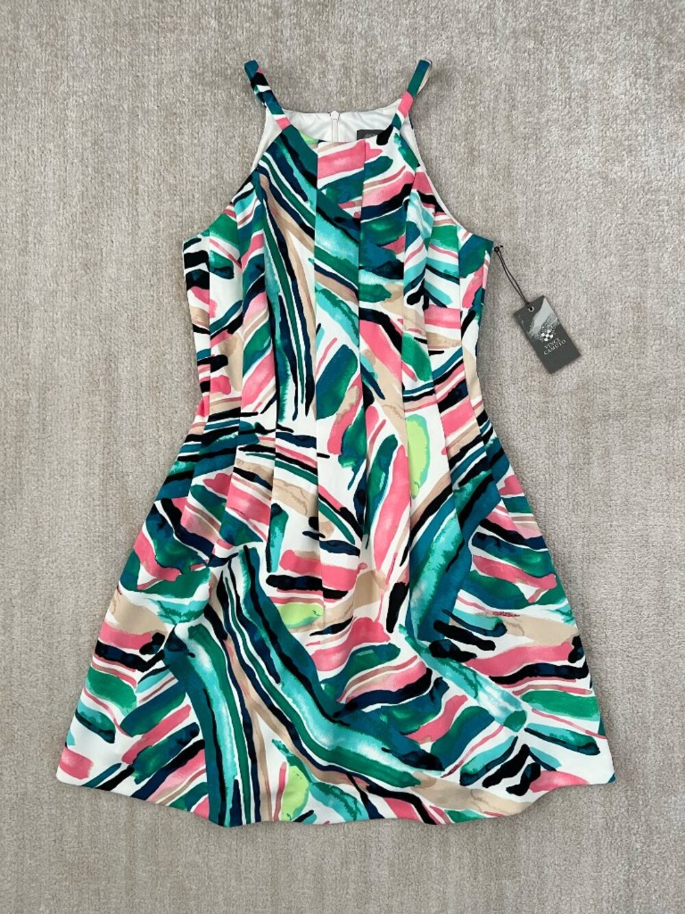 NWT Vince Camuto Sleeveless Cocktail Summer Fit and Flare Dress 4 With Pockets